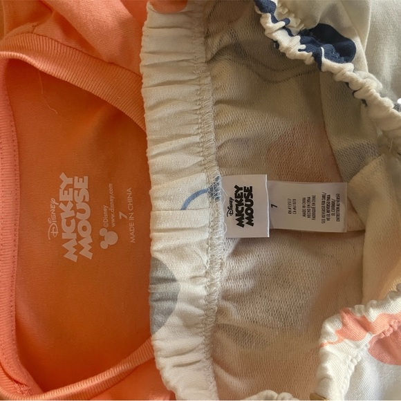 Disney coral and White Mickey Mouse Pajama lounge Set size 7 - Picture 2 of 6